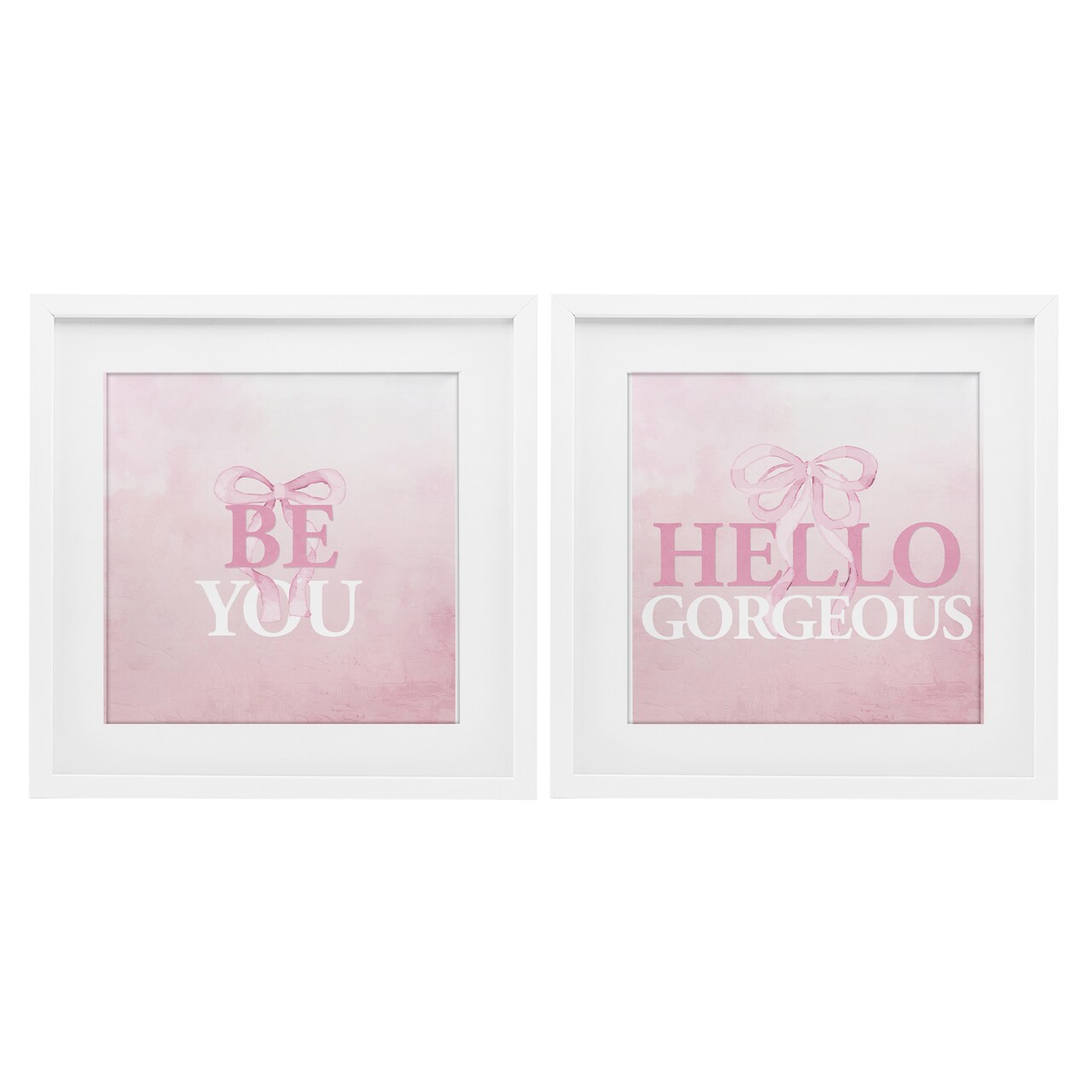 Stupell Industries Pink Feminine Empowerments 2pc Framed Print Under Glass Set, design by Kim Allen